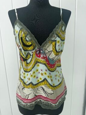 ETRO MULTICOLOR SILK CAMISOLE TOP SMALL